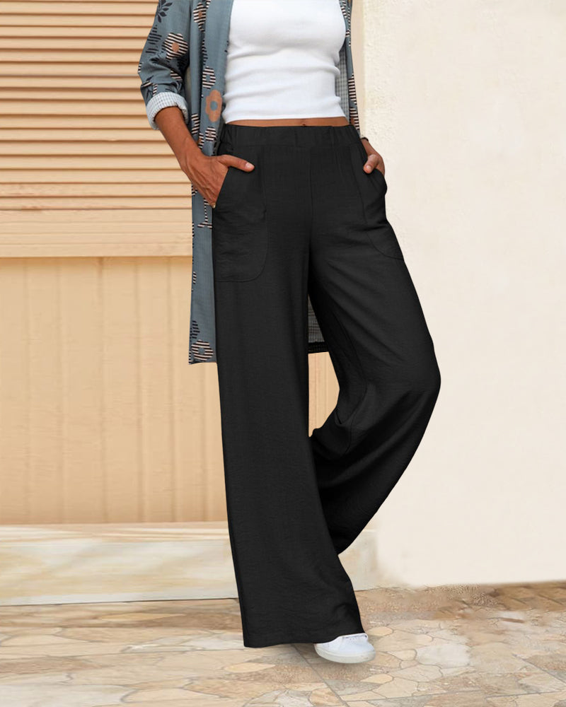 Piper - Pantalon uni taille haute