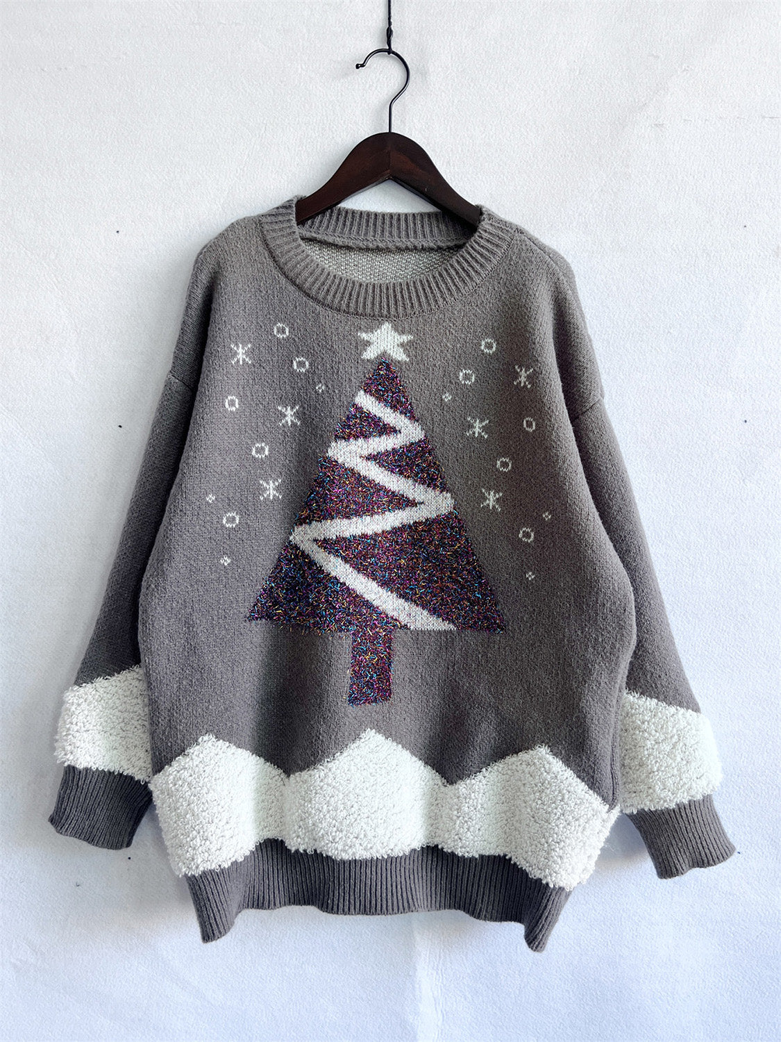 Holly - Pull avec motif sapin de Noël et épaules tombantes pour femme