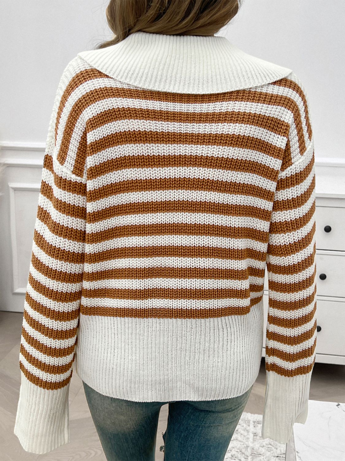 Avery - Pull rayé à col et manches longues pour femme