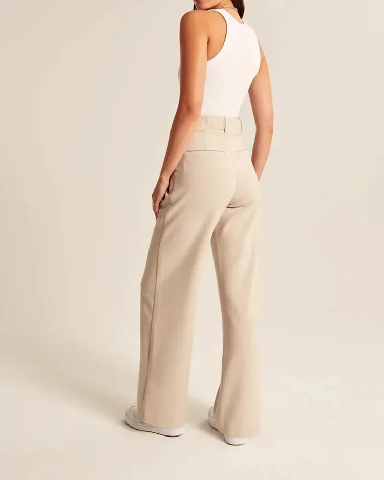 Josie - Pantalon palazzo à taille haute et à jambes larges