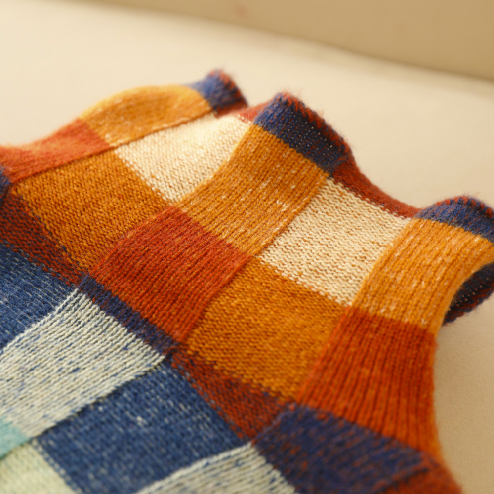 Vanessa - Pull à Col Roulé Patchwork Coloré Stylé pour l'Automne pour Femmes
