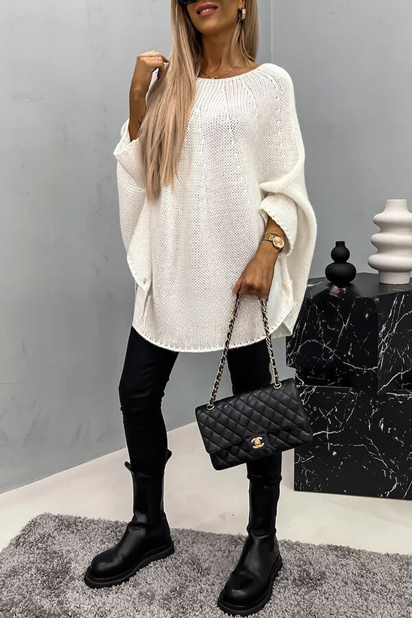 Pull Poncho Tricot à Col Rond - Confort Optimal pour Toutes les Saisons