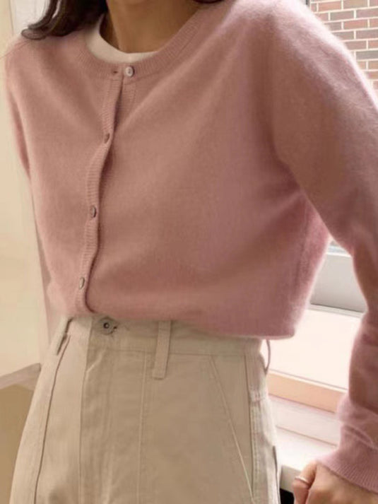Cardigan tricoté multicouche à col rond