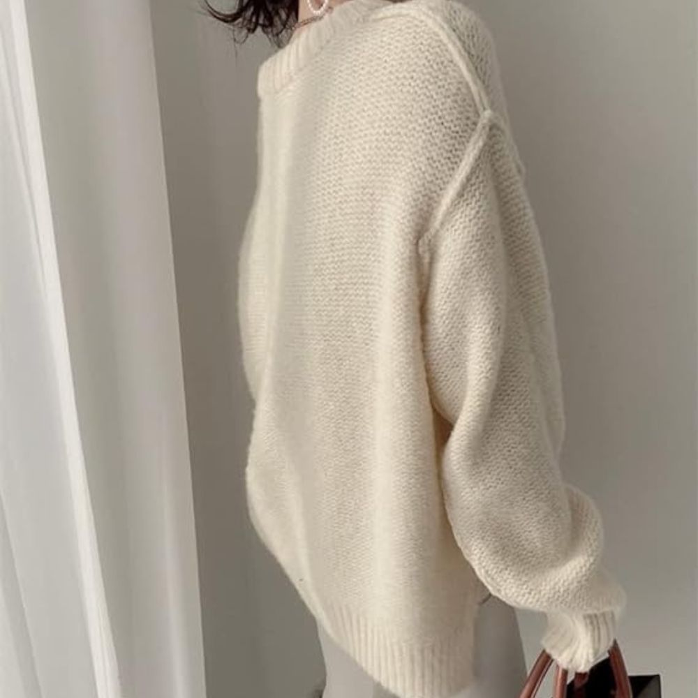 Amy - Pull en tricot avec lettres contrastées