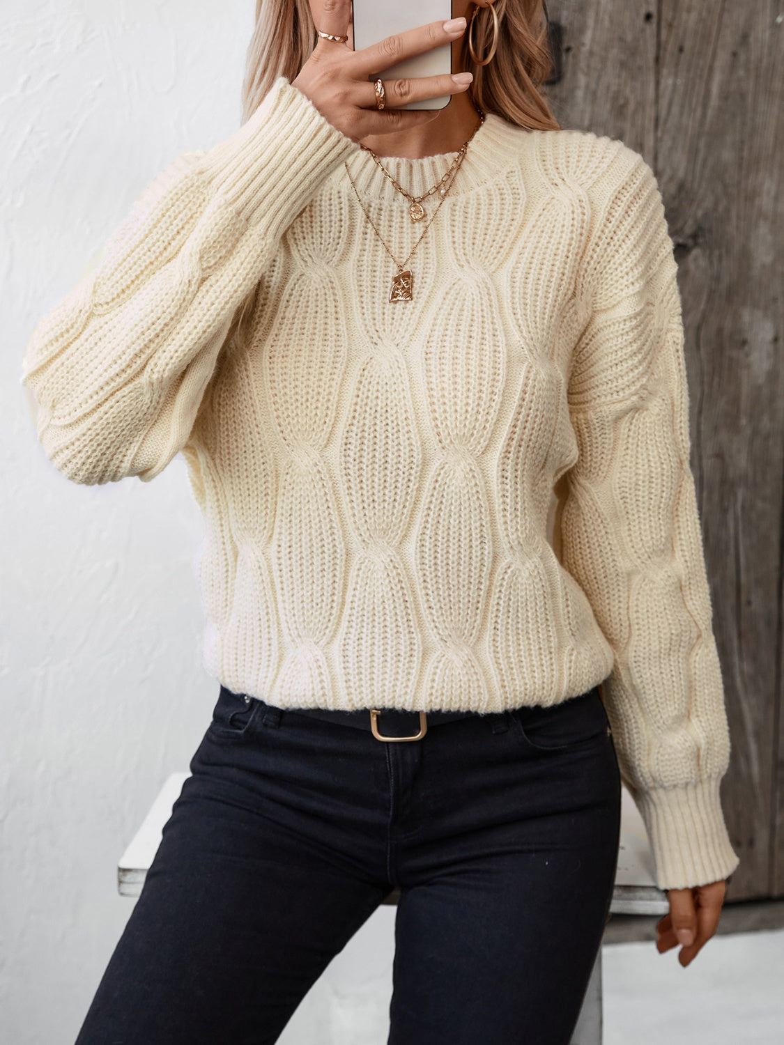 Mila - Pull à col rond et épaules tombantes pour femme
