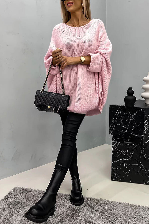 Pull Poncho Tricot à Col Rond - Confort Optimal pour Toutes les Saisons