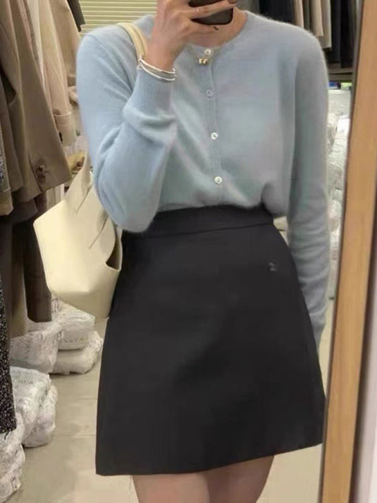 Cardigan tricoté multicouche à col rond