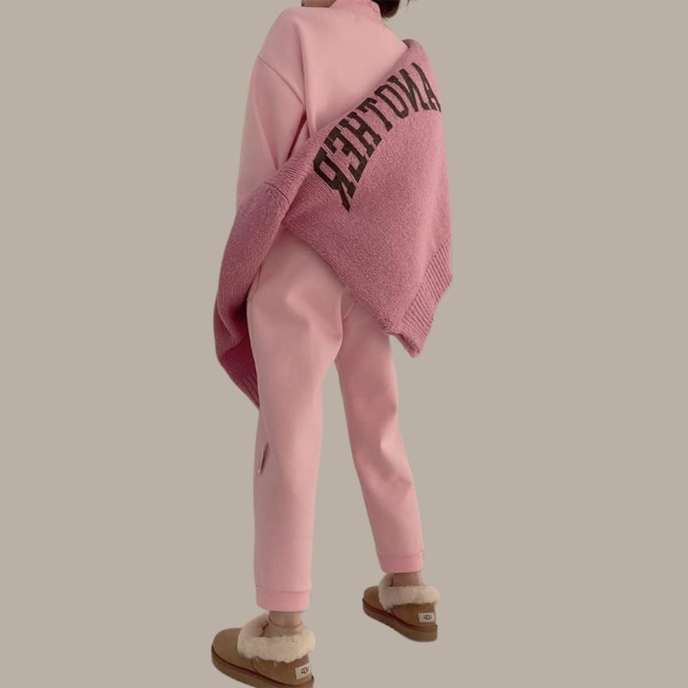 Amy - Pull en tricot avec lettres contrastées
