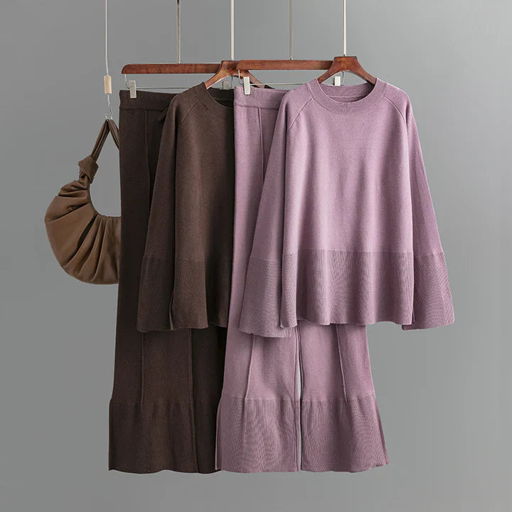 Ensemble deux pièces tendance avec fentes et manches spectaculaires