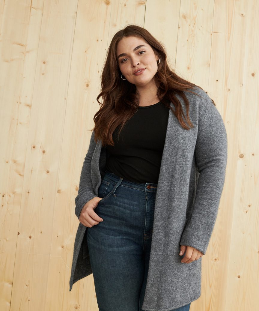 Manteau long à poches plaquées