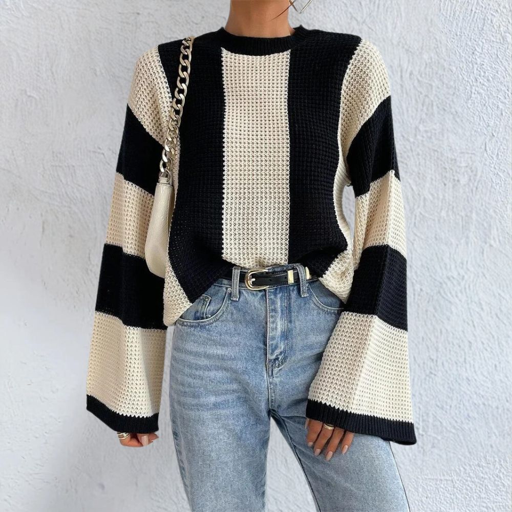Selene - Pull en maille avec motif contrasté