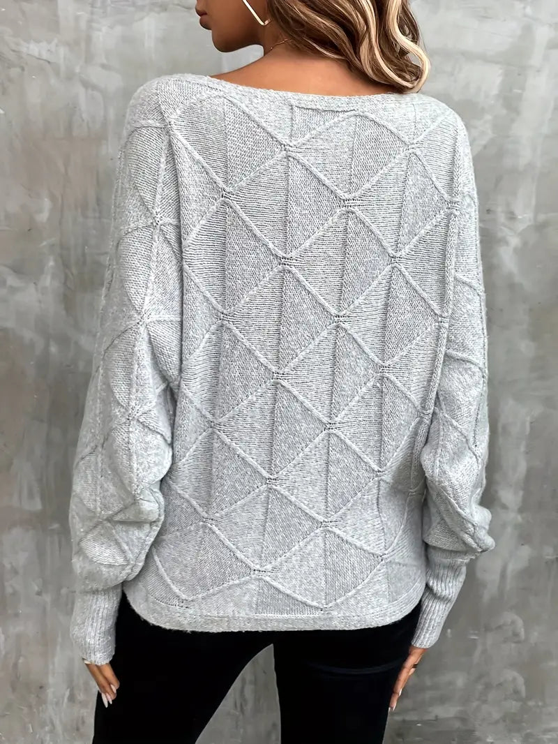 Nora - Gris Pull en maille texturée pour femme