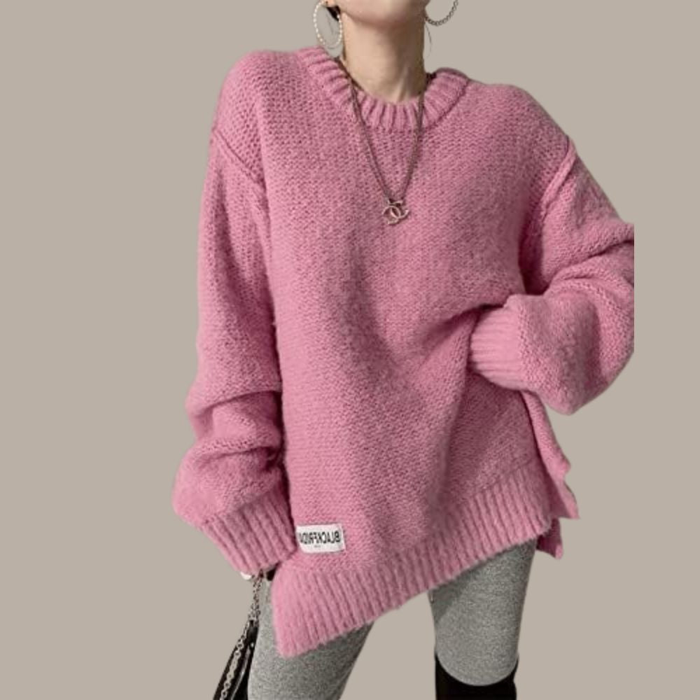 Amy - Pull en tricot avec lettres contrastées