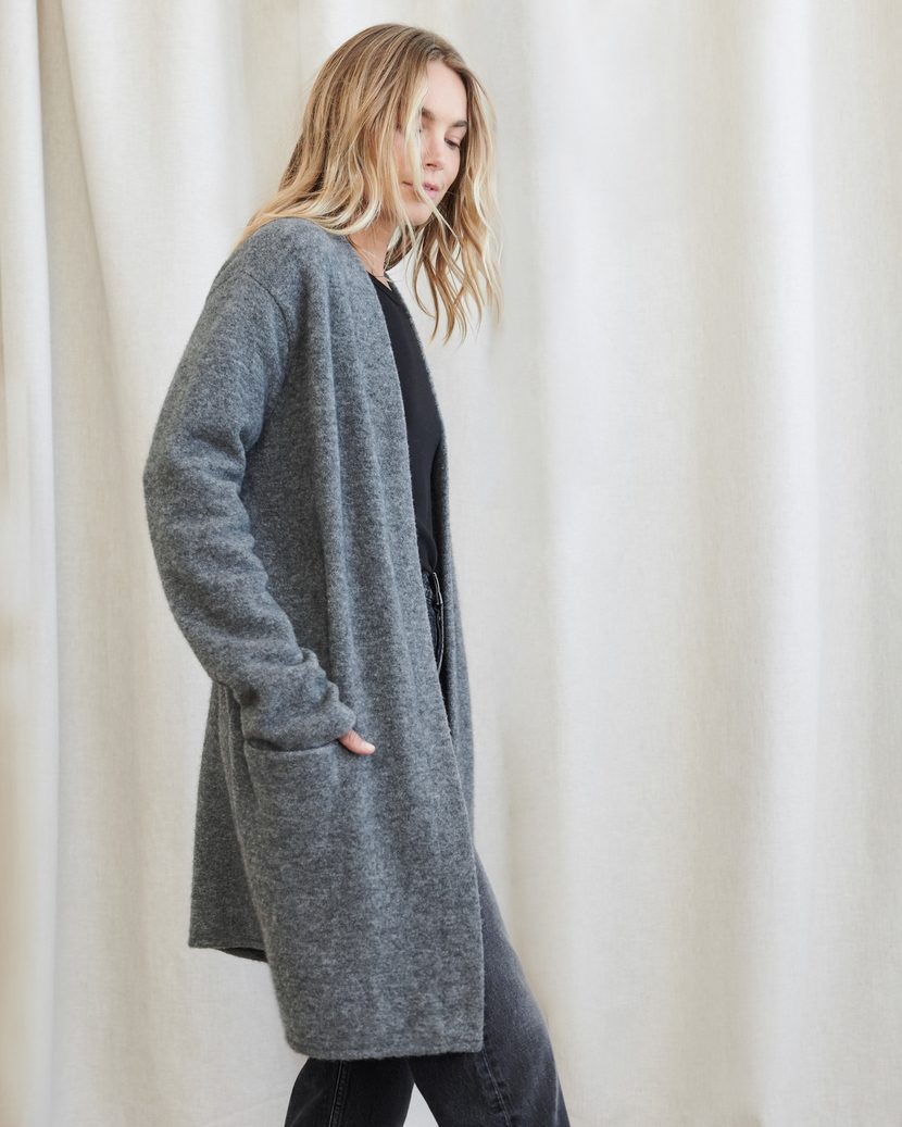 Manteau long à poches plaquées