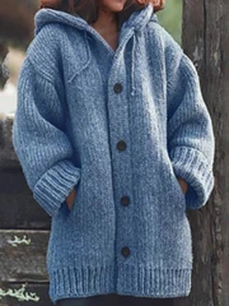 Cardigan à capuche en grosse maille - Rohaisa
