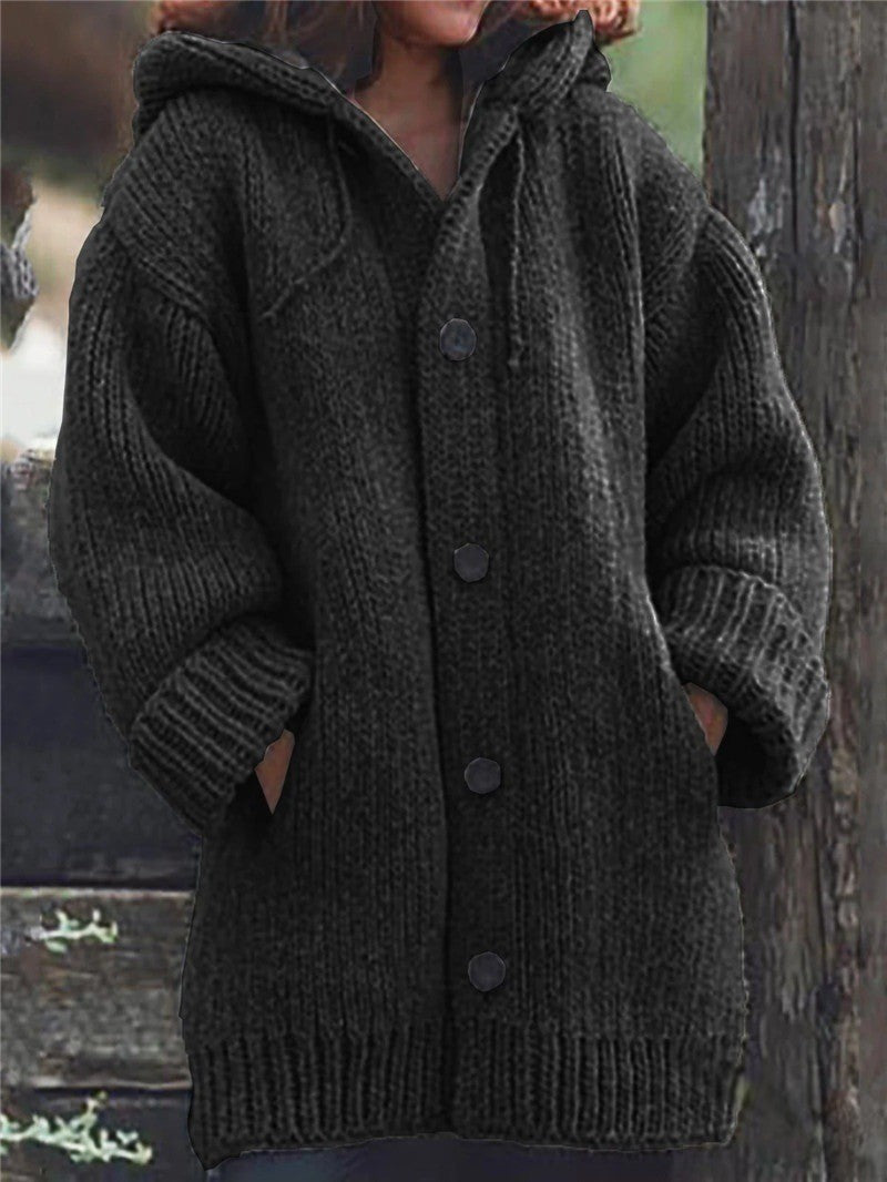 Cardigan à capuche en grosse maille - Rohaisa