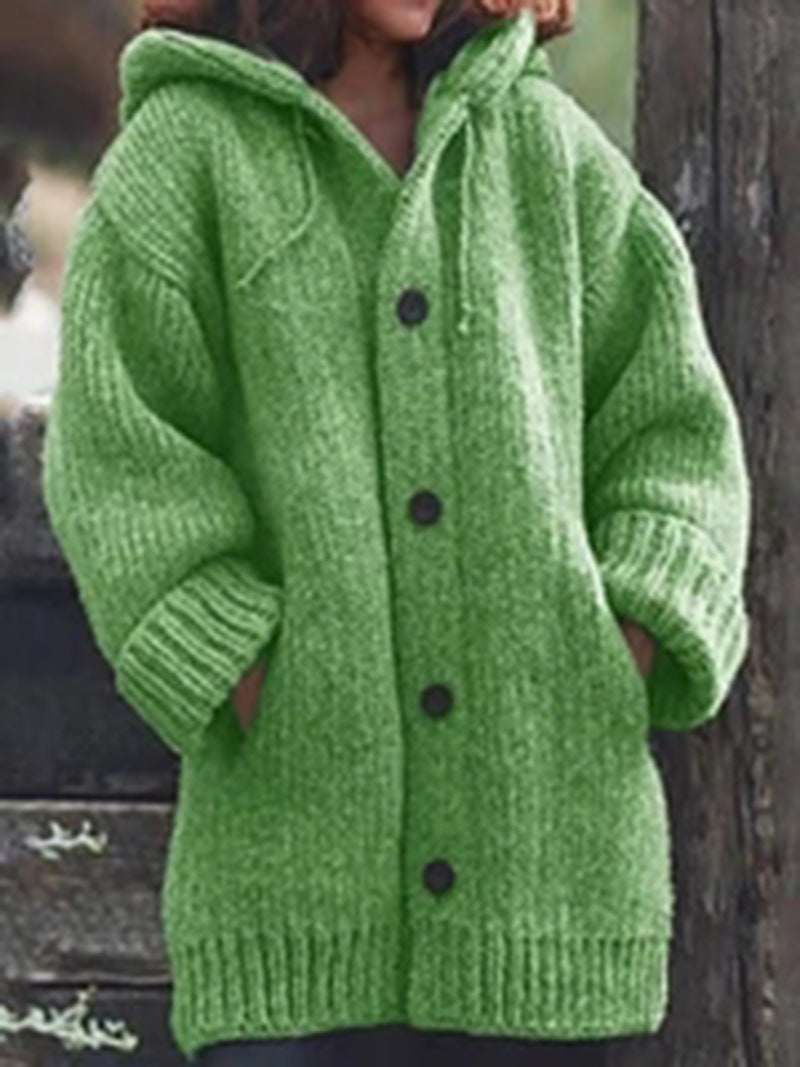 Cardigan à capuche en grosse maille - Rohaisa