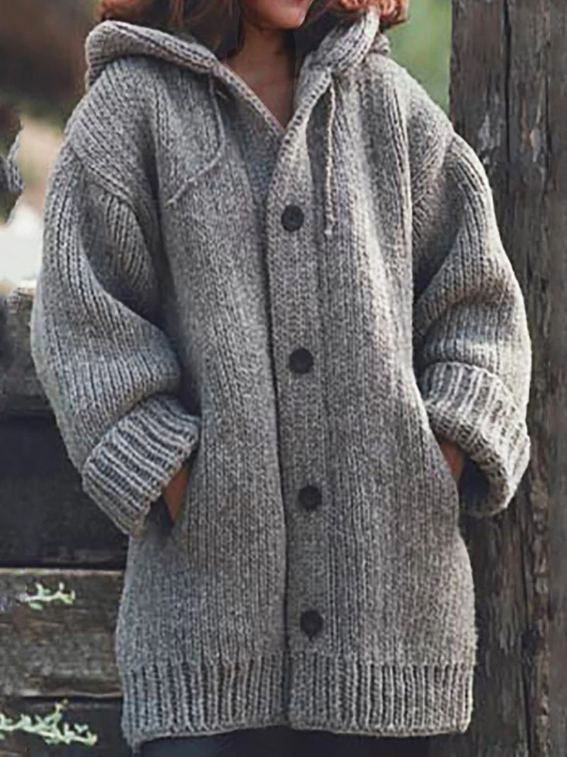 Cardigan à capuche en grosse maille - Rohaisa