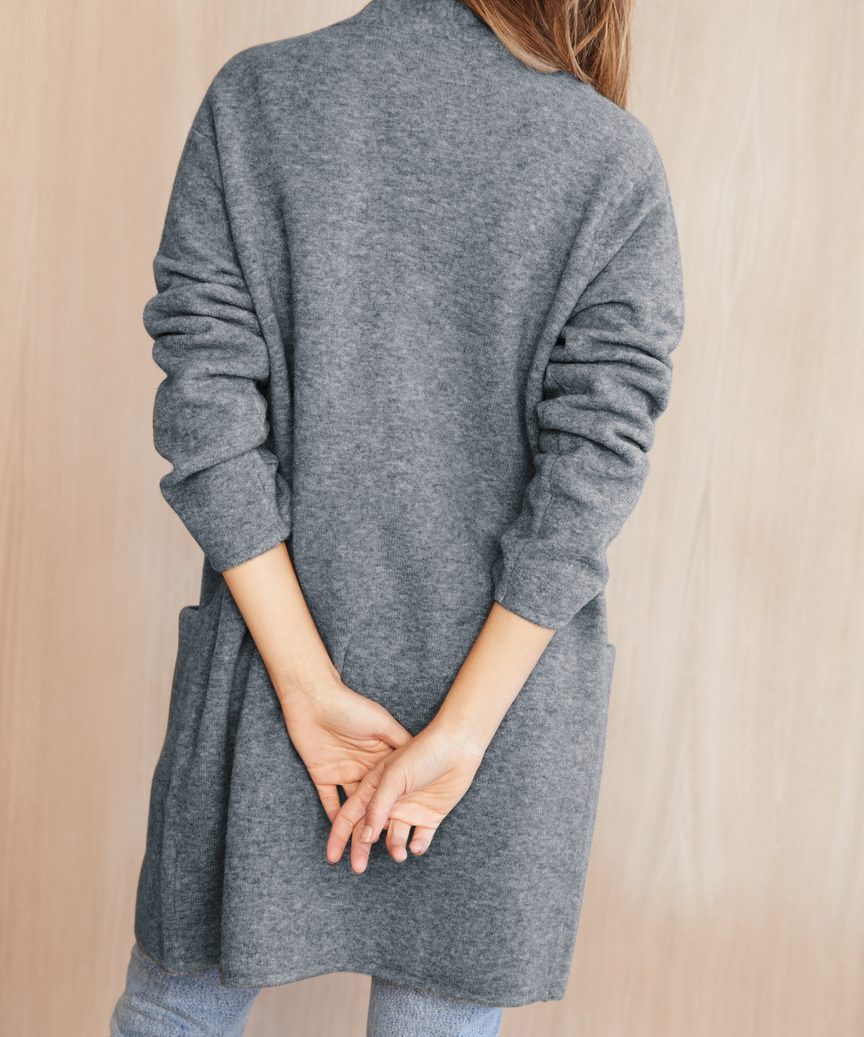 Manteau long à poches plaquées