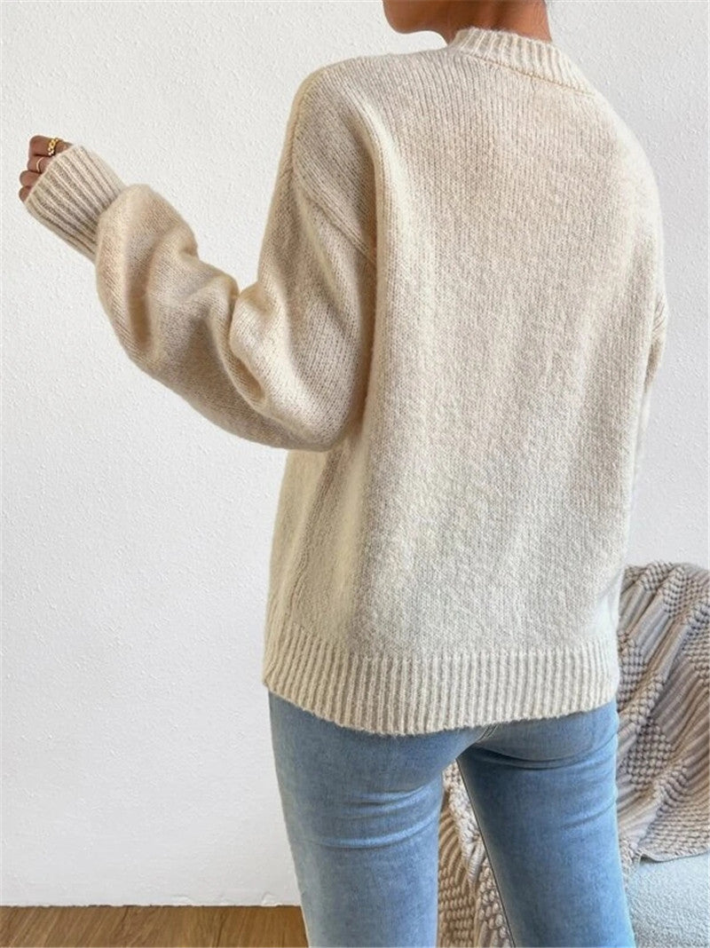 Amélie - Pull à manches longues pour femme avec col montant