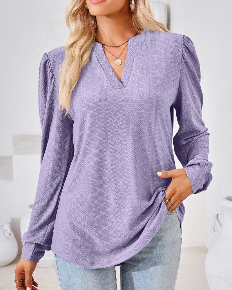 Lea - Haut en jacquard avec col en V pour femme