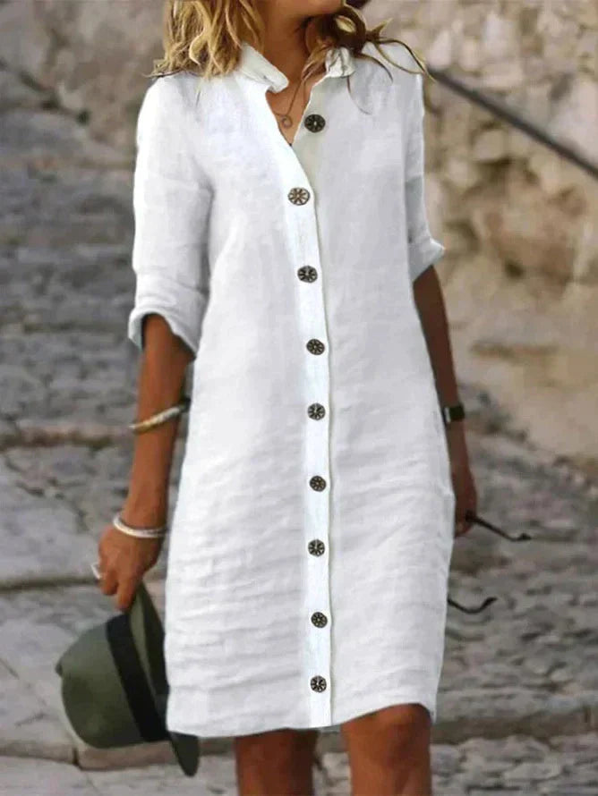 Robe polo d'été boutonnée en lin - Bette