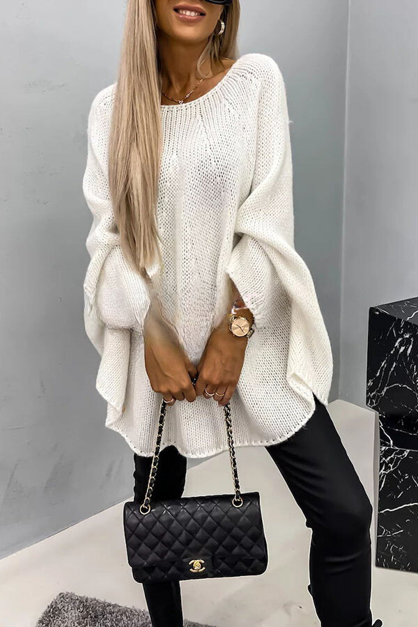 Pull Poncho Tricot à Col Rond - Confort Optimal pour Toutes les Saisons
