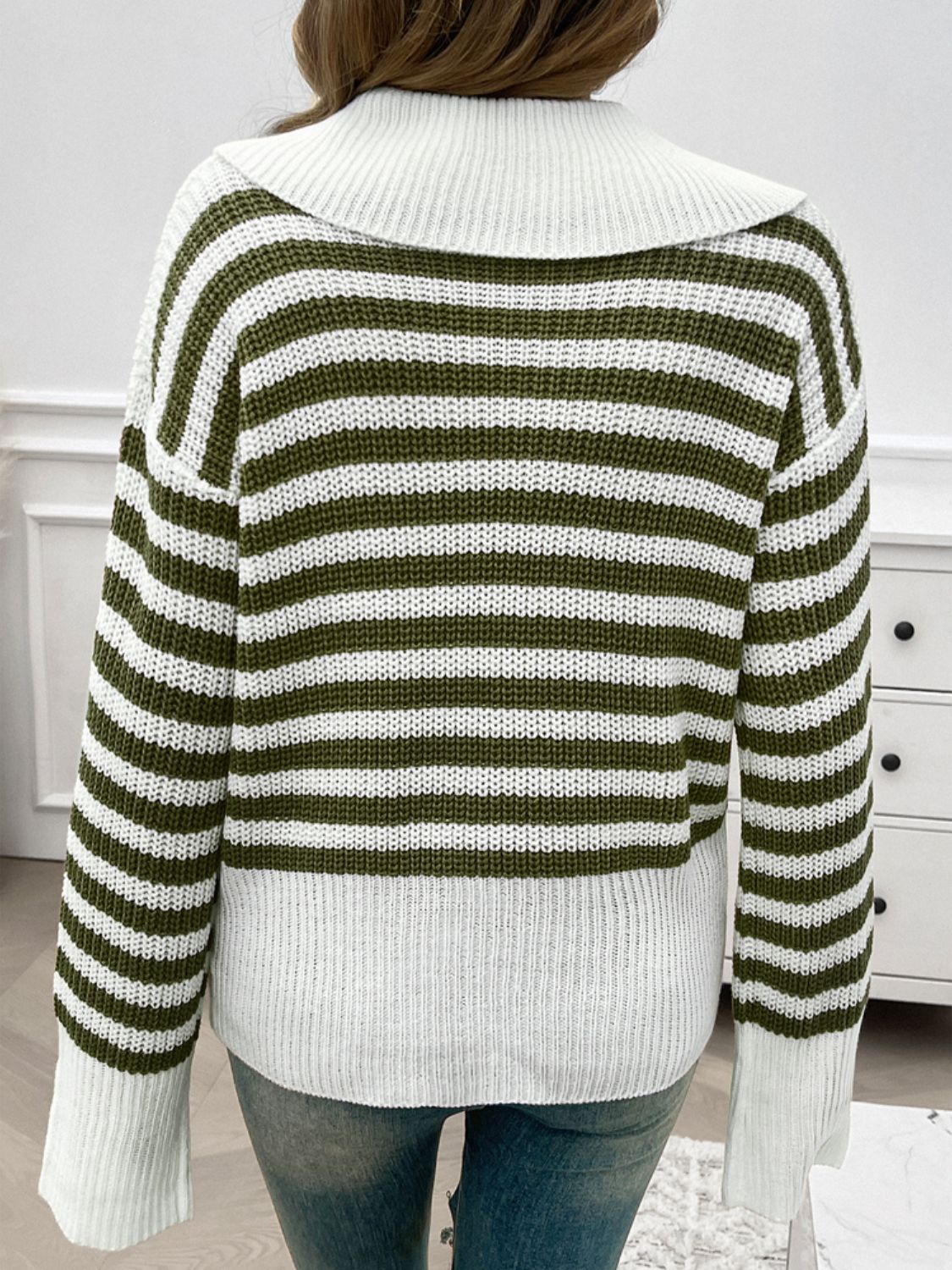 Avery - Pull rayé à col et manches longues pour femme