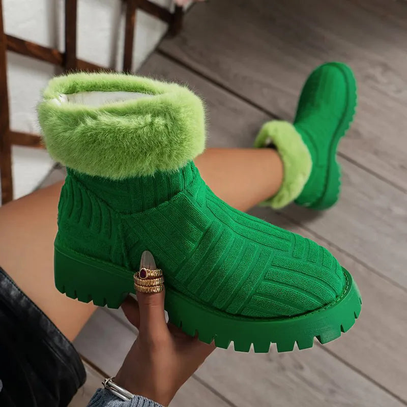 Arleth - Bottines d'Hiver à Semelle Épaisse et Douillette pour Femme