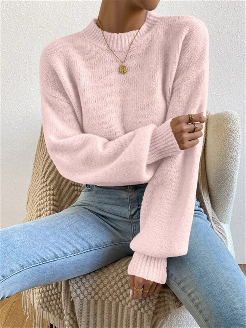 Amélie - Pull à manches longues pour femme avec col montant