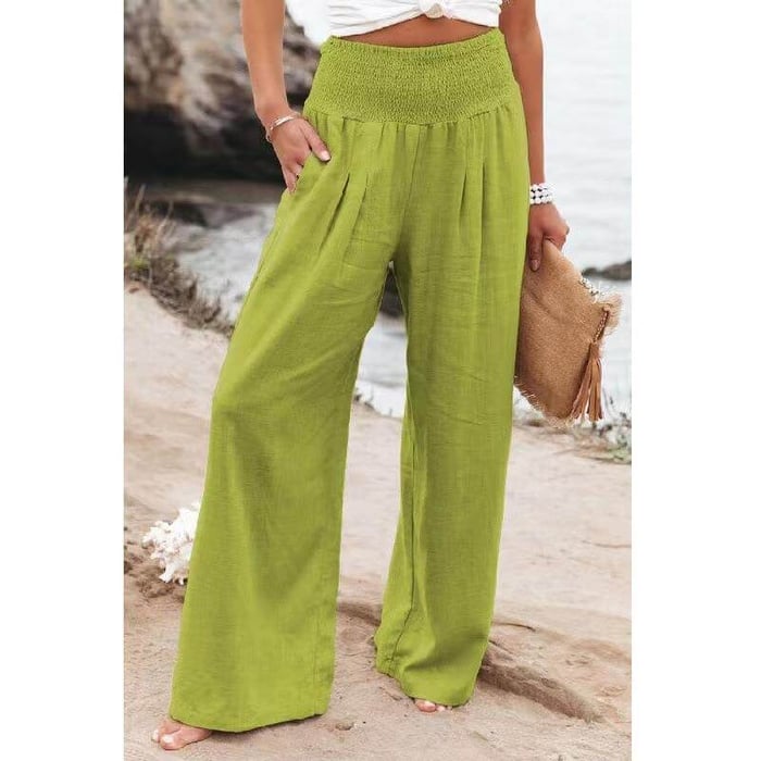Jasmine - Pantalon décontracté à jambes larges en coton et lin