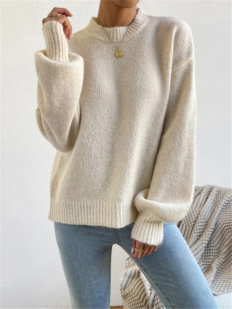 Amélie - Pull à manches longues pour femme avec col montant