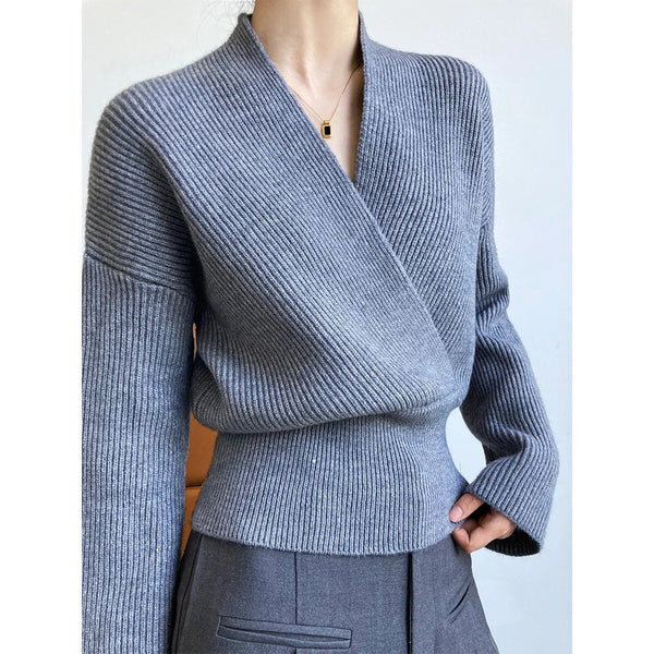 Sophie - Pull classique enveloppant avec décolleté audacieux pour femme