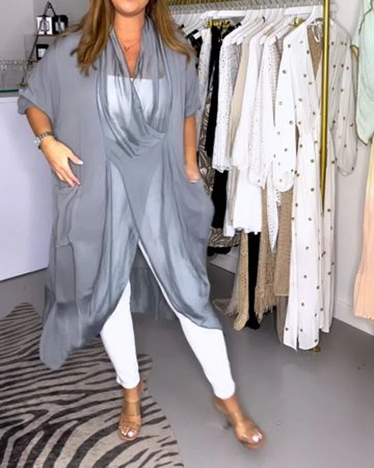 Emma - Haut Ample en Soie Stylé et Confortable avec Col en V pour Femmes