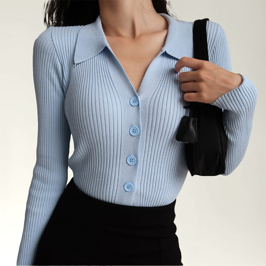 Paola - Polo Slim Fit Côtelé Stylé pour l'Automne pour Femmes