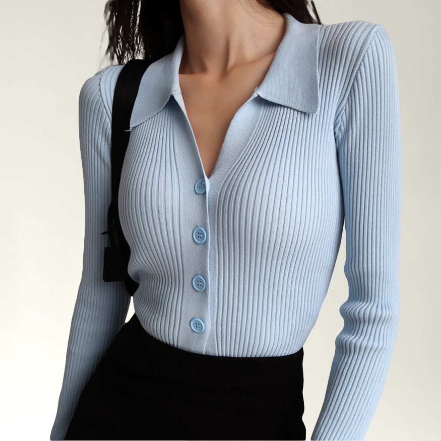 Paola - Polo Slim Fit Côtelé Stylé pour l'Automne pour Femmes