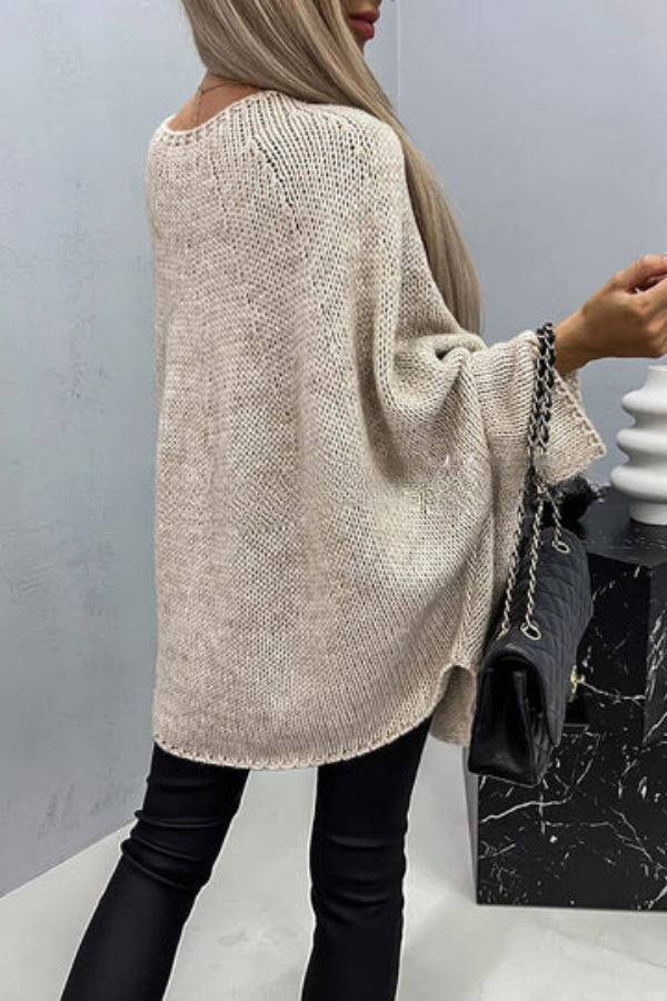 Pull Poncho Tricot à Col Rond - Confort Optimal pour Toutes les Saisons