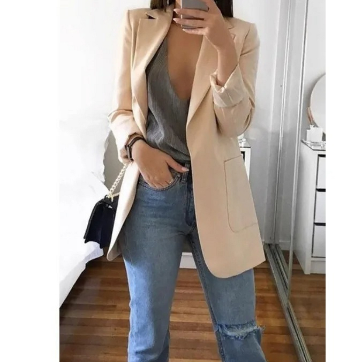 Blazer long pour femme couleur kaki MODA