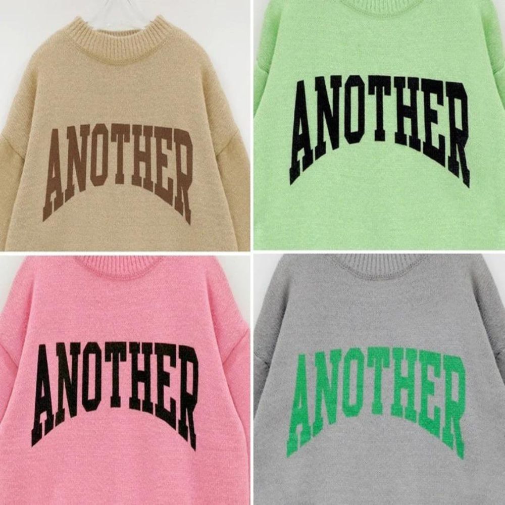 Amy - Pull en tricot avec lettres contrastées