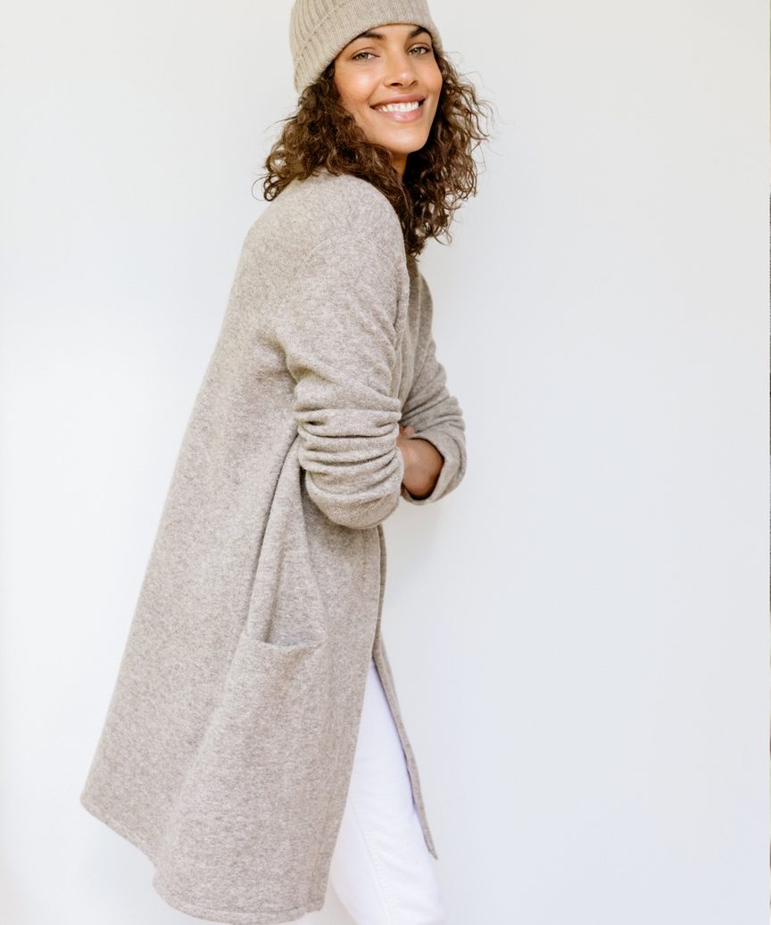 Manteau long à poches plaquées