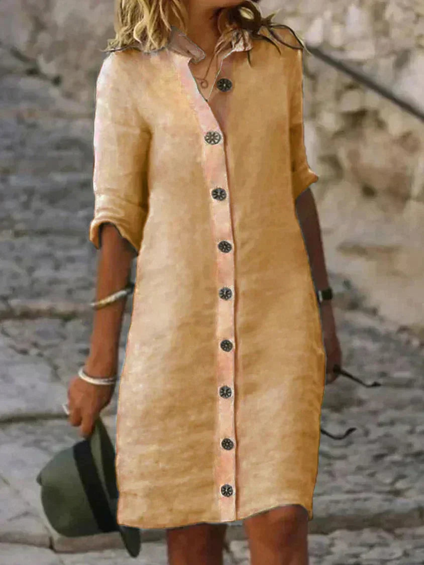 Robe polo d'été boutonnée en lin - Bette