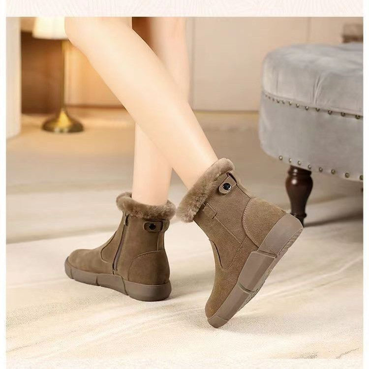 Alo - Bottines pour Femme à Talon Plat avec Doublure Chaude en Polaire