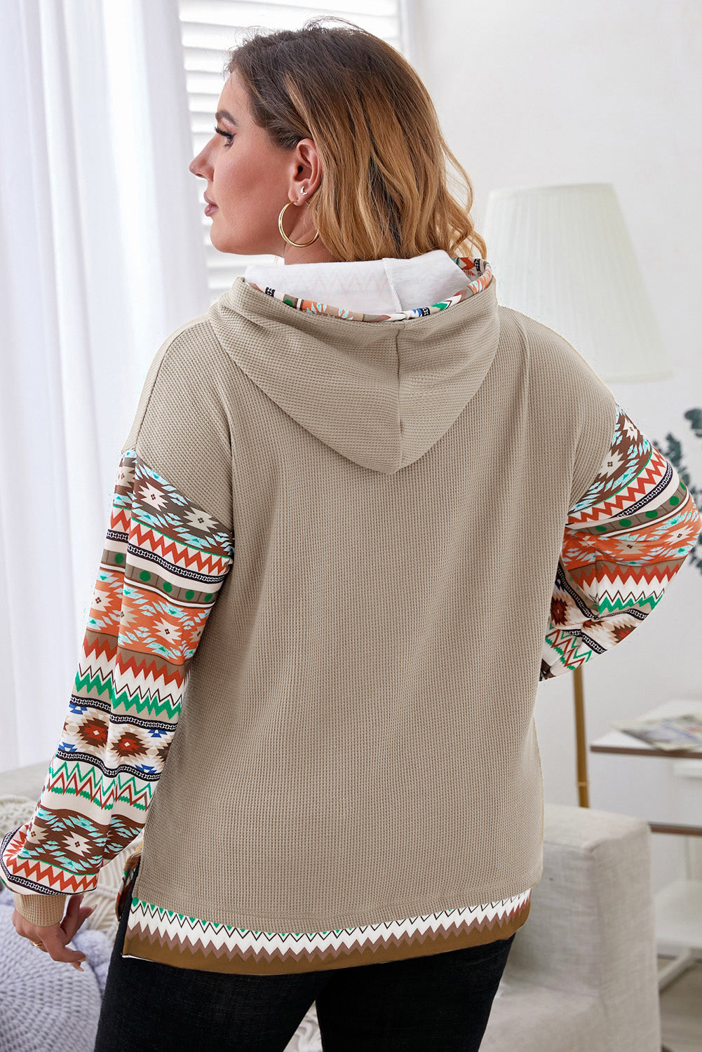 Lennox - Sweat à capuche manches aztèques pour femme
