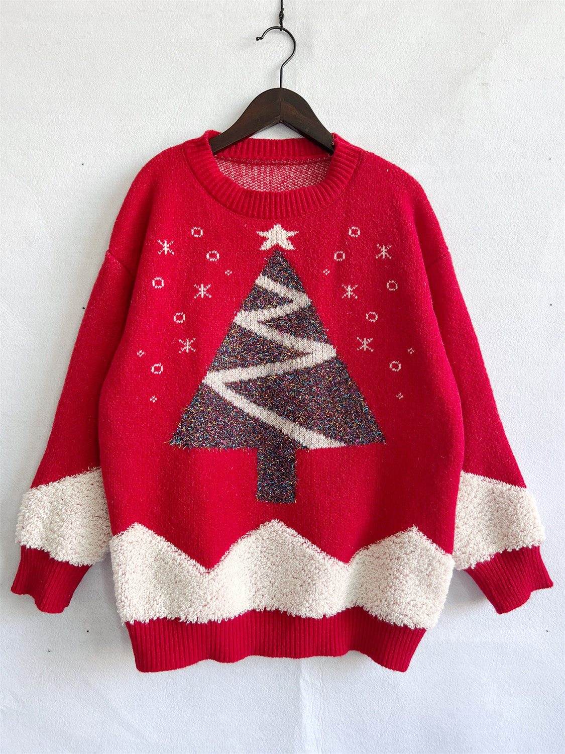 Holly - Pull avec motif sapin de Noël et épaules tombantes pour femme