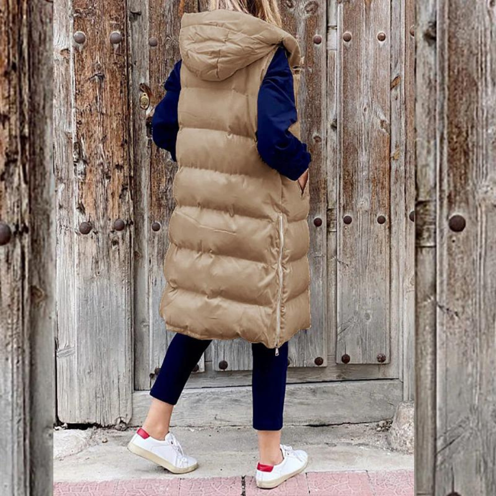 Veste longue à capuche tendance