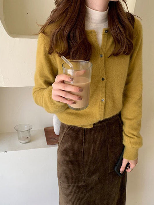 Cardigan tricoté multicouche à col rond