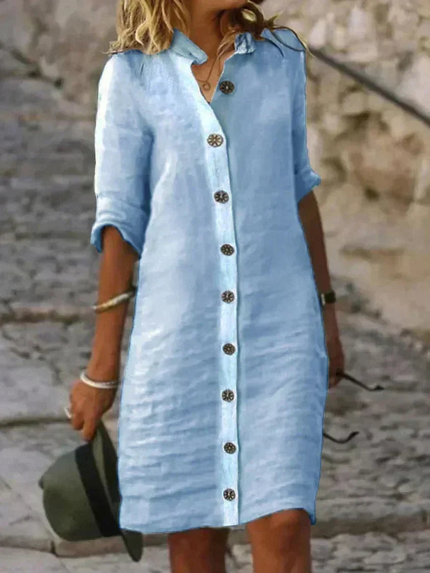 Robe polo d'été boutonnée en lin - Bette