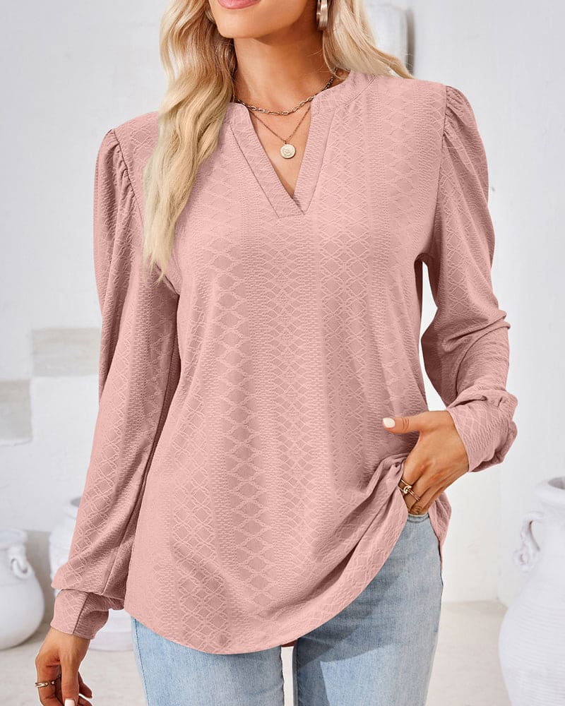 Lea - Haut en jacquard avec col en V pour femme