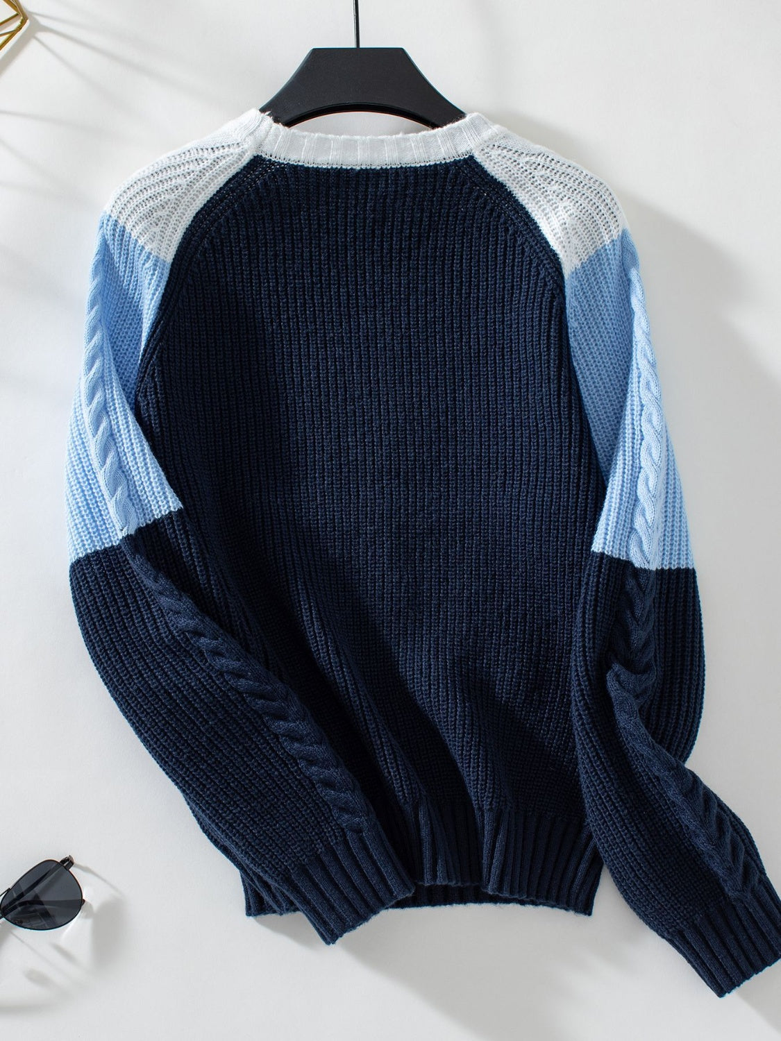 Mila - Pull à manches longues et col rond à blocs de couleurs pour femme