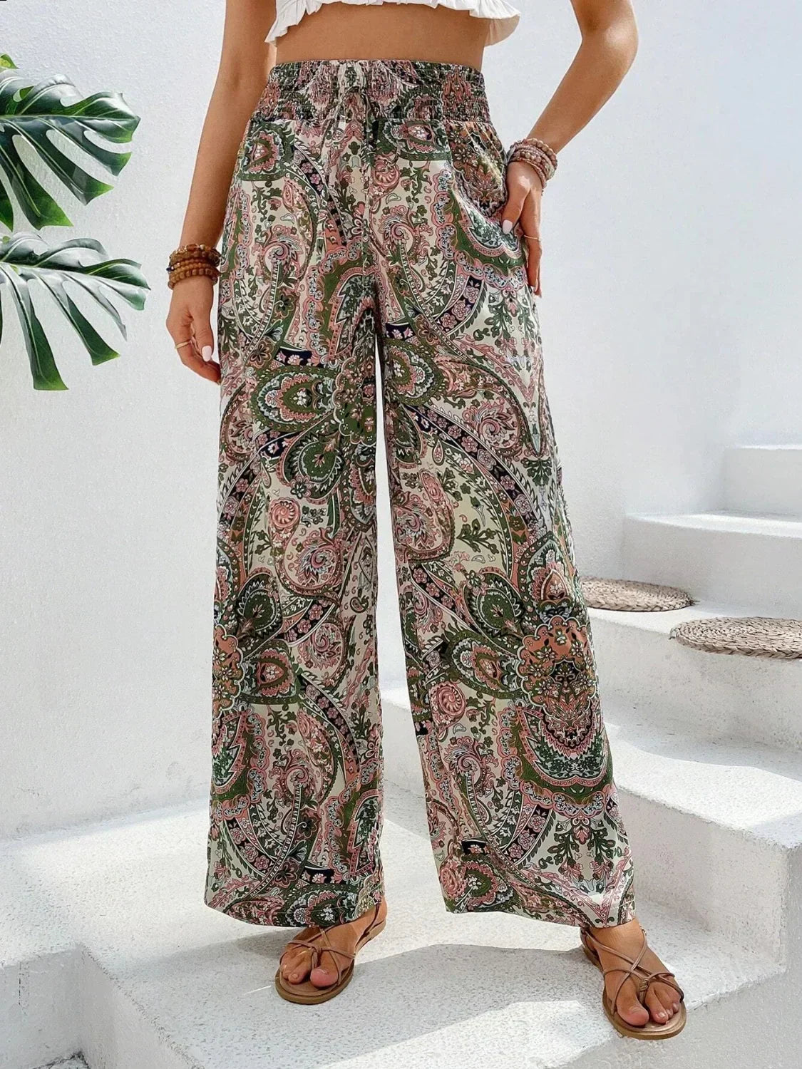 Pantalon taille haute imprimé - Caritta
